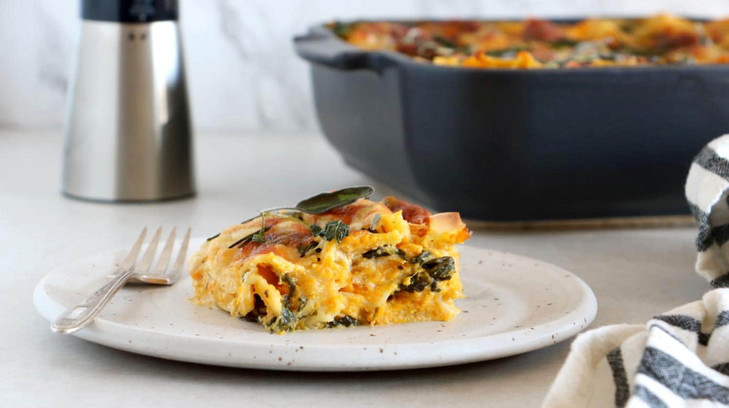 Lasagnes à la courge butternut, épinards et chèvre - Peugeot Saveurs